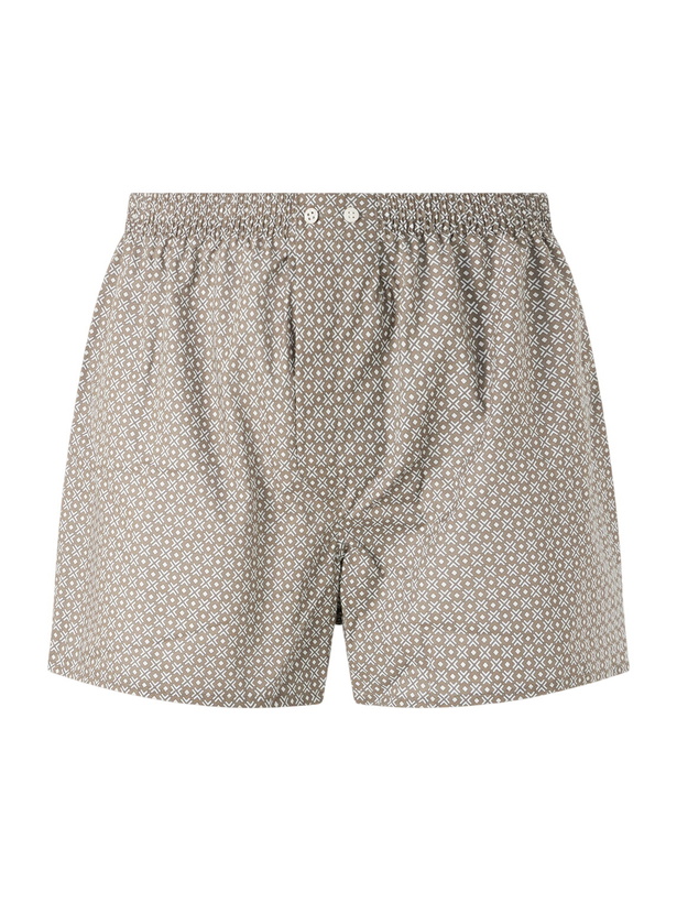 Photo: Derek Rose - Ledbury 96 Printed Cotton Boxer Shorts - Brown
