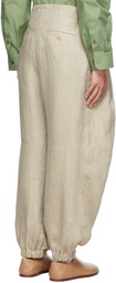 Hed Mayner Taupe Linen Herringbone Trousers