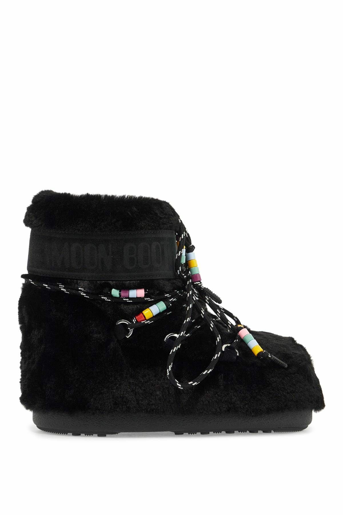 MOON BOOT icon low eco-fur snow boots with Black