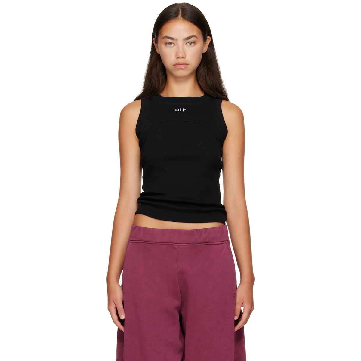 Off-White Black 'Off' Stamp Round Tank Top