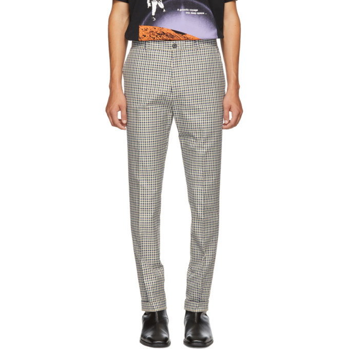 Photo: Kenzo Blue and White Twill Check Trousers