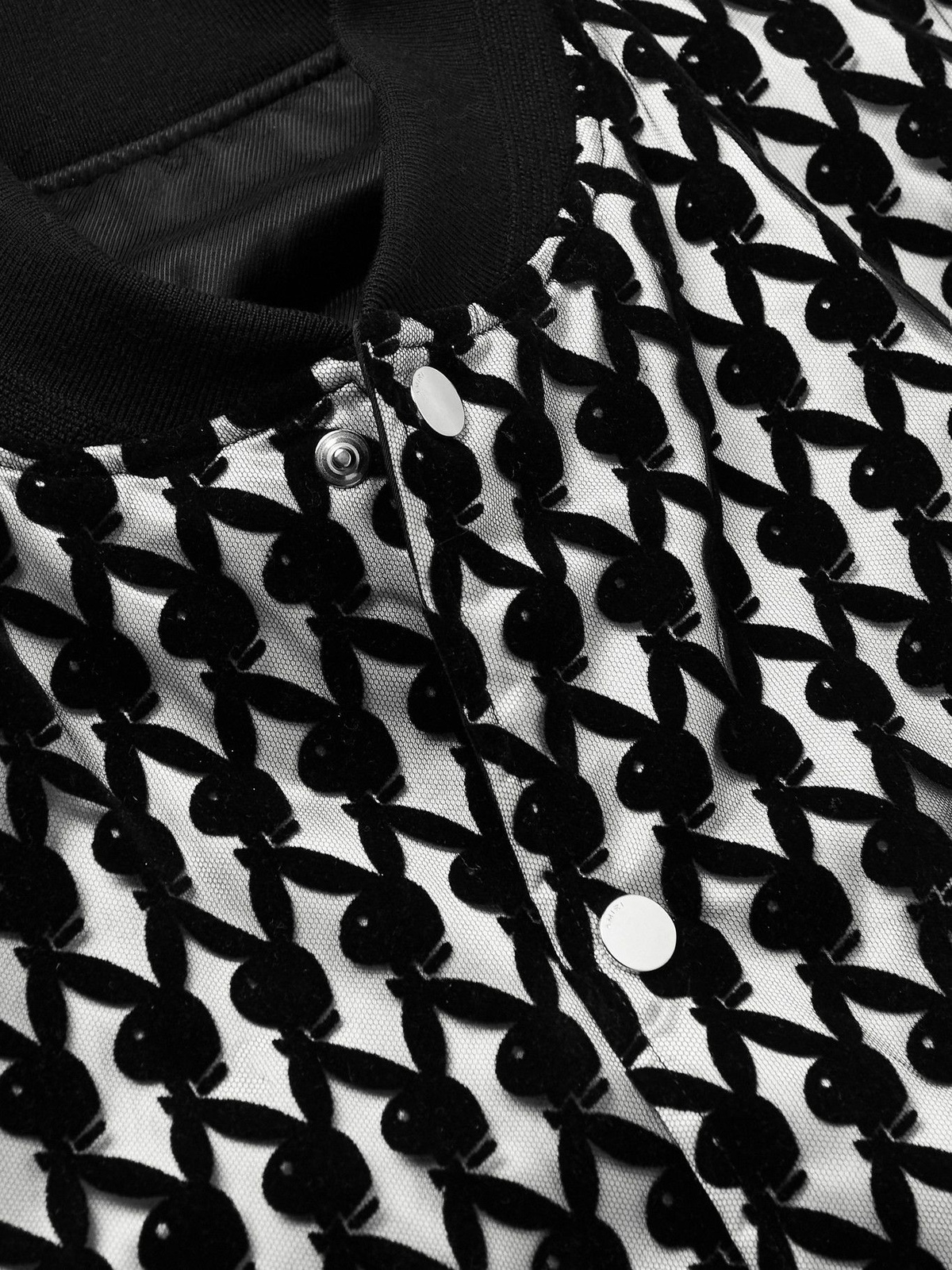 Amiri Playboy Flocked Bomber in Black | FWRD