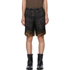 Dries Van Noten Black and Brown Flower Drawstring Shorts