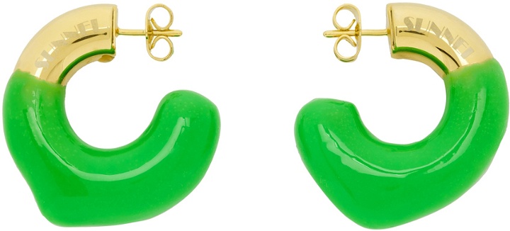 Photo: SUNNEI SSENSE Exclusive Gold & Green Rubberized Earrings