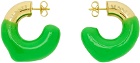 SUNNEI SSENSE Exclusive Gold & Green Rubberized Earrings