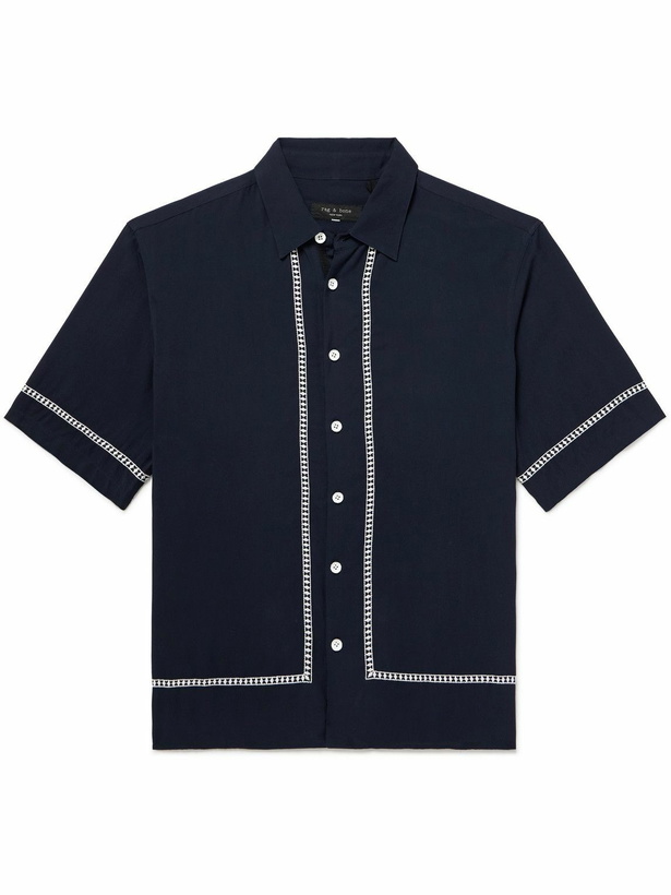 Photo: Rag & Bone - Embroidered Twill Shirt - Blue