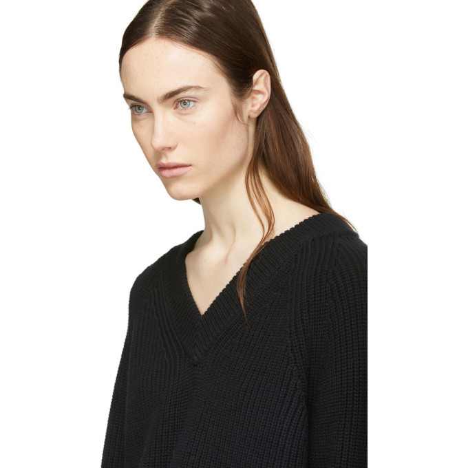 T by Alexander Wang Black Visible Strap V-Neck Sweater T by