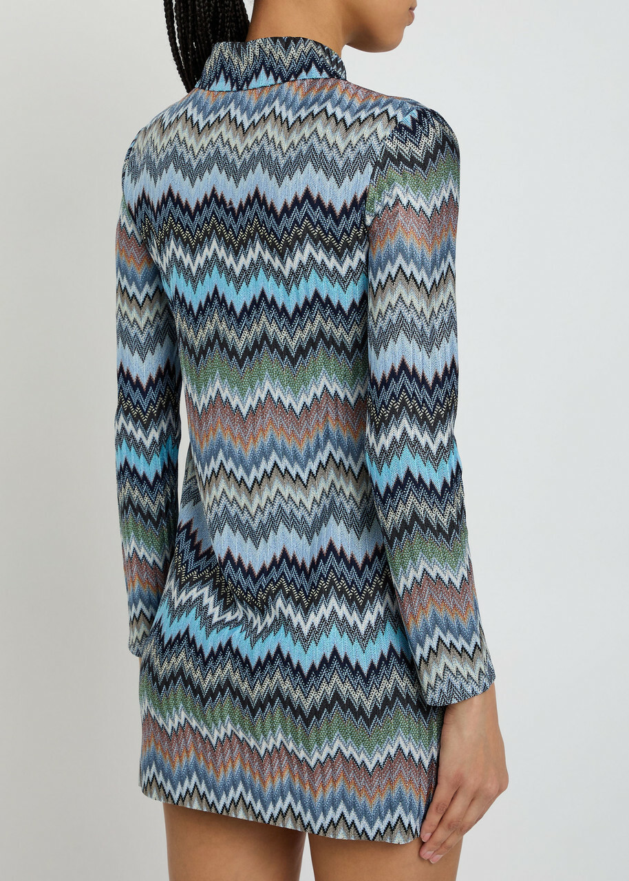 Missoni Zigzag-intarsia Fine-knit Mini Dress Multicoloured
