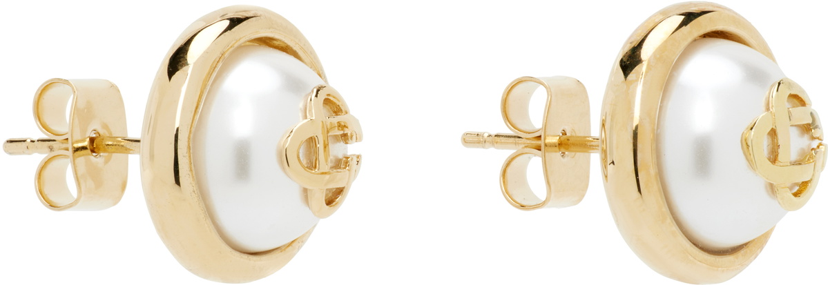 Casablanca Pearl Logo Stud Earrings