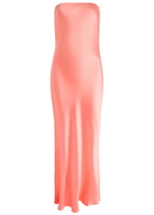 Bec & Bridge Moon Dance Strapless Satin Maxi Dress Coral