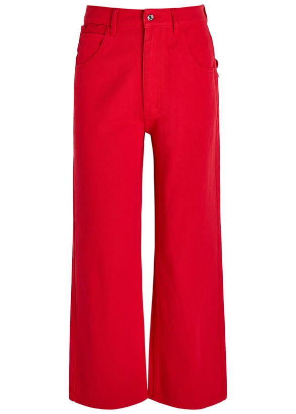 Photo: Never Fully Dressed Scallop Cropped Wide-leg Jeans Red