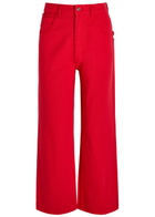 Never Fully Dressed Scallop Cropped Wide-leg Jeans Red