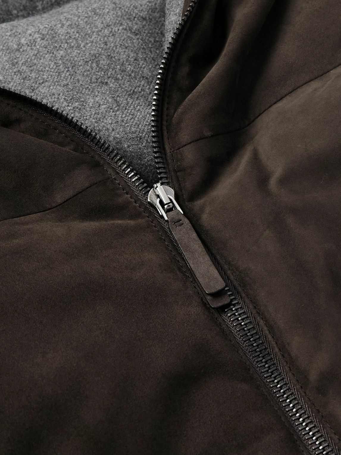 Zegna - Quilted Suede Down Gilet - Brown