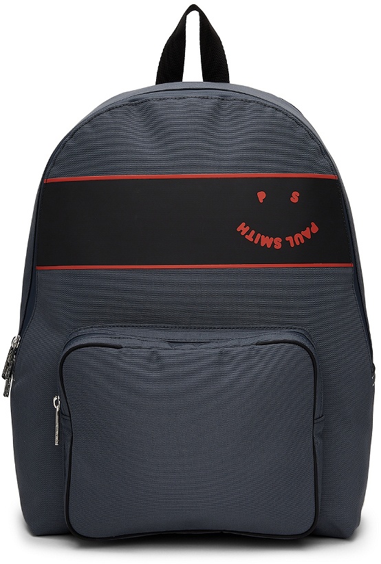 Photo: PS by Paul Smith Navy Happy Logo Backpack
