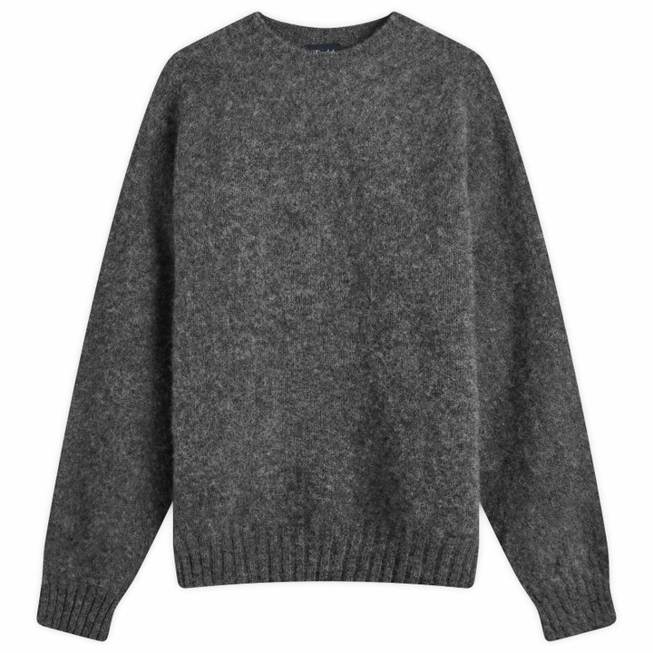 Photo: Drake's Men's Brushed Shetland Crewneck Jumper in Oxford Grey