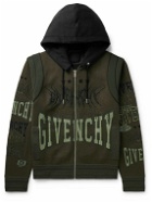 Givenchy - Convertible Logo-Detailed Cotton-Trimmed Wool-Jersey Hooded Bomber Jacket - Green