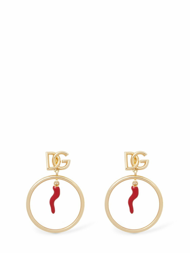 Photo: DOLCE & GABBANA Dg Logo & Charm Hoop Earrings