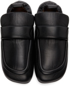 Dries Van Noten Black Grained Leather Padded Loafers