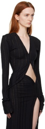 Jade Cropper SSENSE Exclusive Black Hook-Eye Cardigan