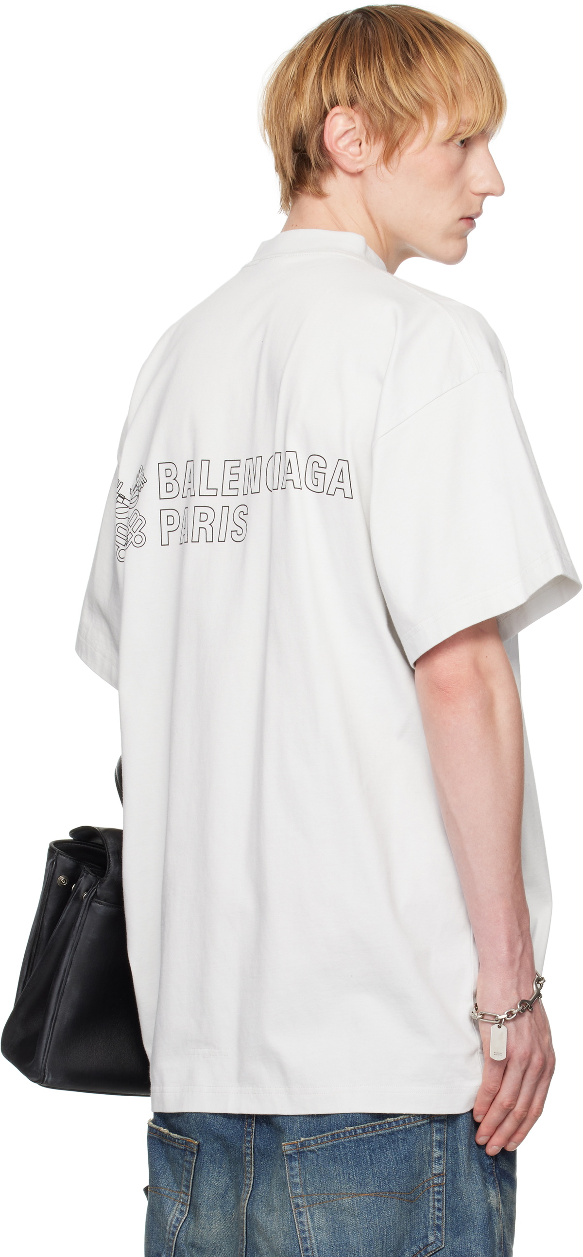 Balenciaga Gray Oversized Key Crest T-shirt Balenciaga Balenciaga Gray Oversized Key Crest T-shirt Balenciaga