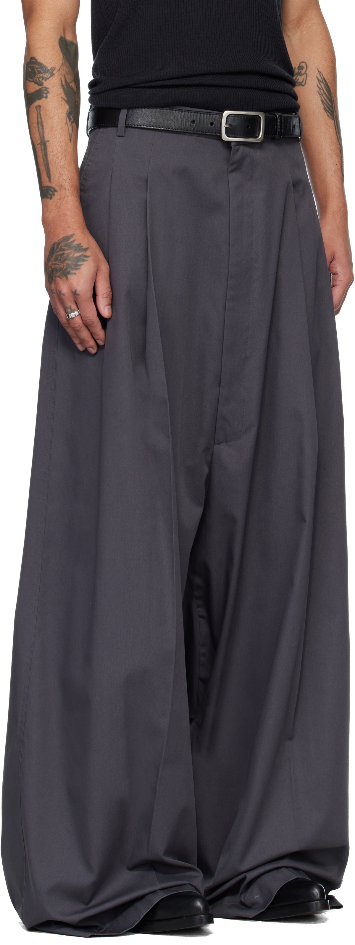 LU'U DAN Gray Lowline Trousers