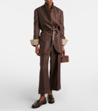 Brunello Cucinelli Chalk stripe wool cropped flared pants