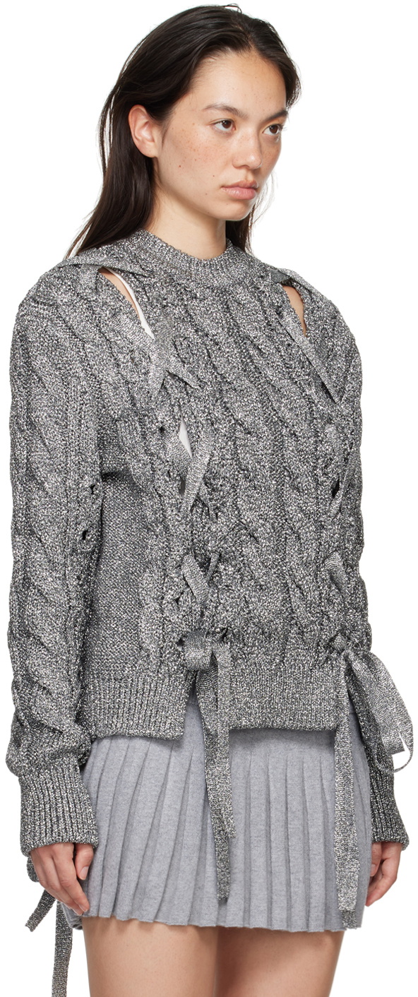 Pushbutton Silver Knit Sweater