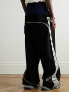 Balenciaga - Wide-Leg Layered Striped Tech-Jersey and Shell Track Pants - Blue