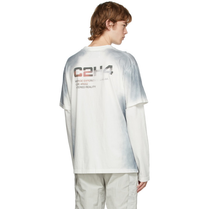 C2H4 White and Grey Double Layer Long Sleeve T-Shirt C2H4