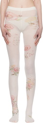 OPEN YY Off-White Floral Tights