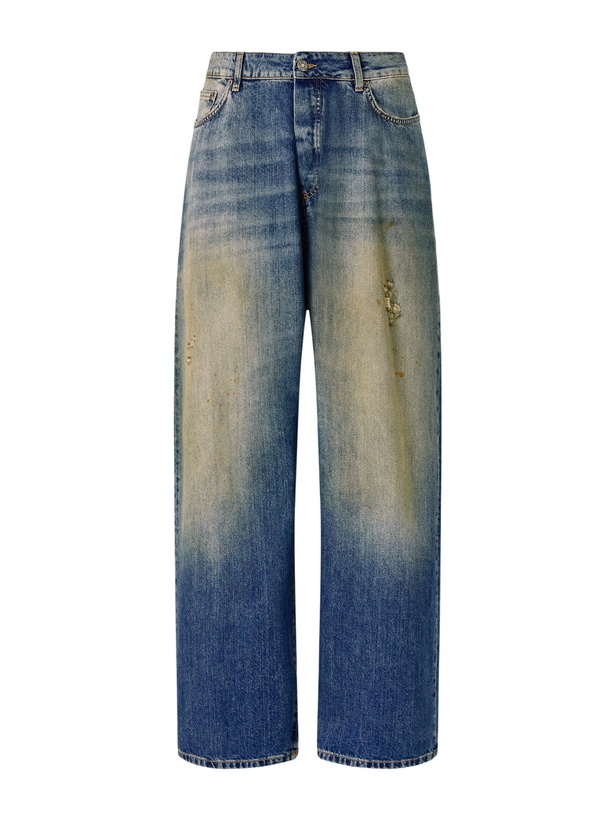 Photo: 424 - Big Daddy Wide-Leg Distressed Jeans - Blue