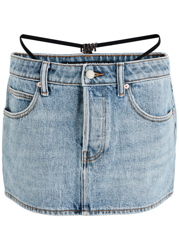 Photo: Alexanderwang.t Thong-effect Denim Mini Skirt Light Blue