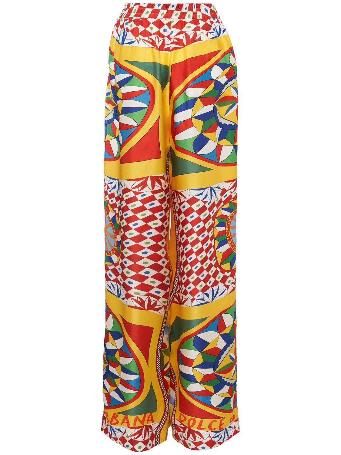 DOLCE & GABBANA - Carretto Print Silk Twill Wide Pants