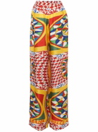 DOLCE & GABBANA - Carretto Print Silk Twill Wide Pants