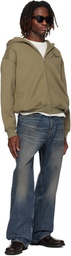 Rhude Khaki Classique Zip Up Hoodie