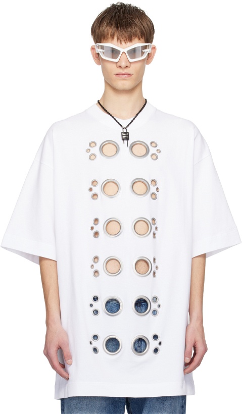 Photo: Givenchy White Eyelet T-Shirt