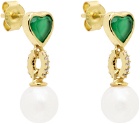 VEERT Gold Onyx & Pearl Earrings