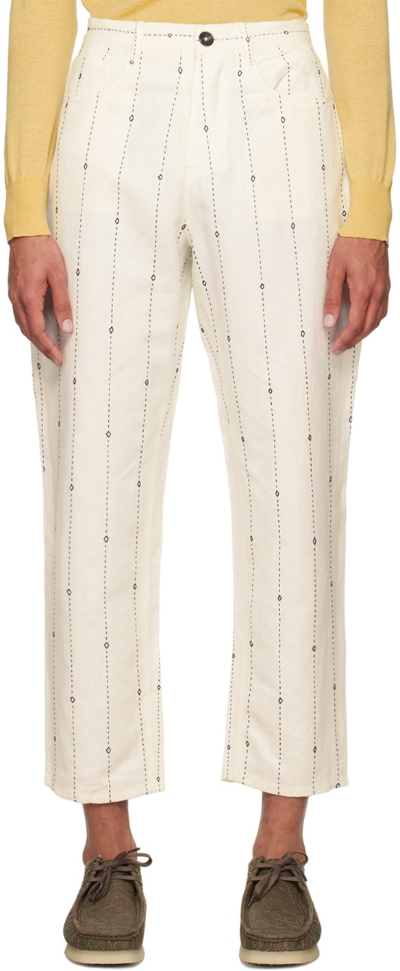 Karu Research Off-White Embroidered Trousers Karu Research