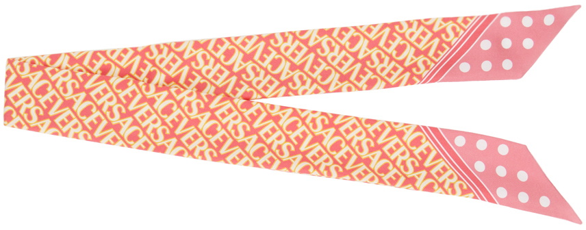 Versace Pink Logo Neck Bow Scarf