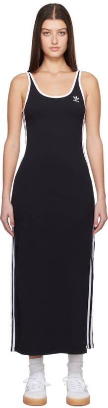 Photo: adidas Originals Black Adicolor 3-Stripes Tank Maxi Dress
