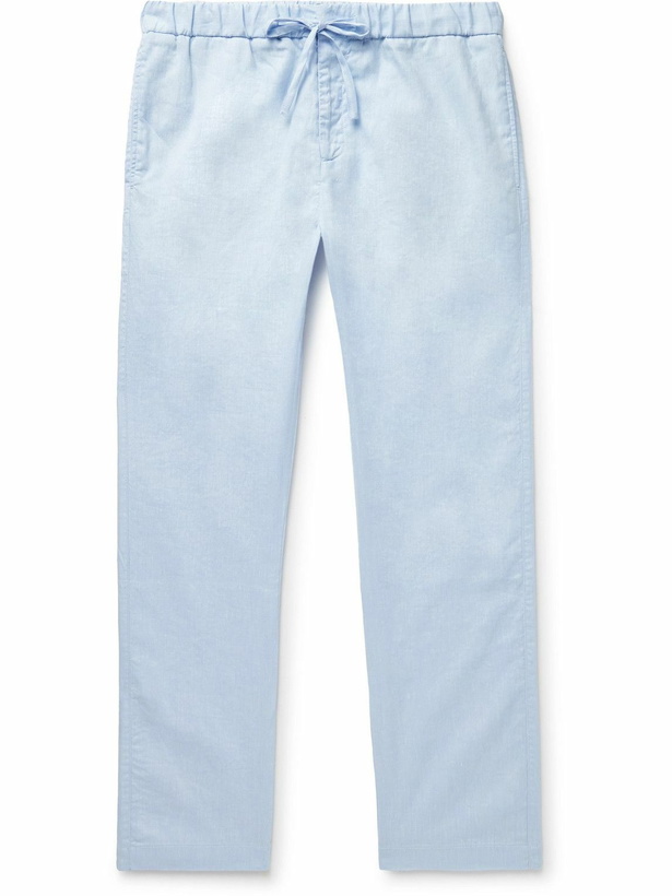 Photo: Frescobol Carioca - Oscar Slim-Fit Linen and Cotton-Blend Drawstring Trousers - Blue