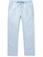 Frescobol Carioca - Oscar Slim-Fit Linen and Cotton-Blend Drawstring Trousers - Blue