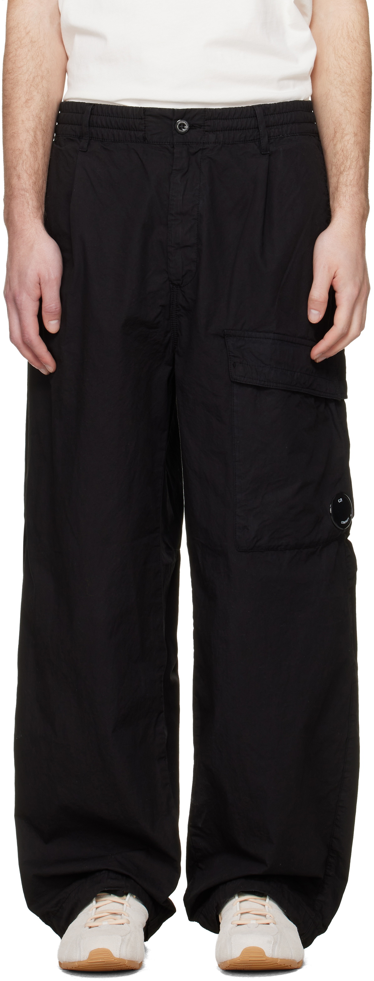 C.P. Company Black Micro-Reps Boxy Leg Pocket Lens Pants C.P. Company
