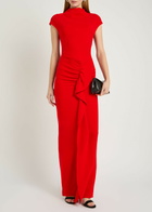 Tove Beth Ruffled Crepe Maxi Dress Red