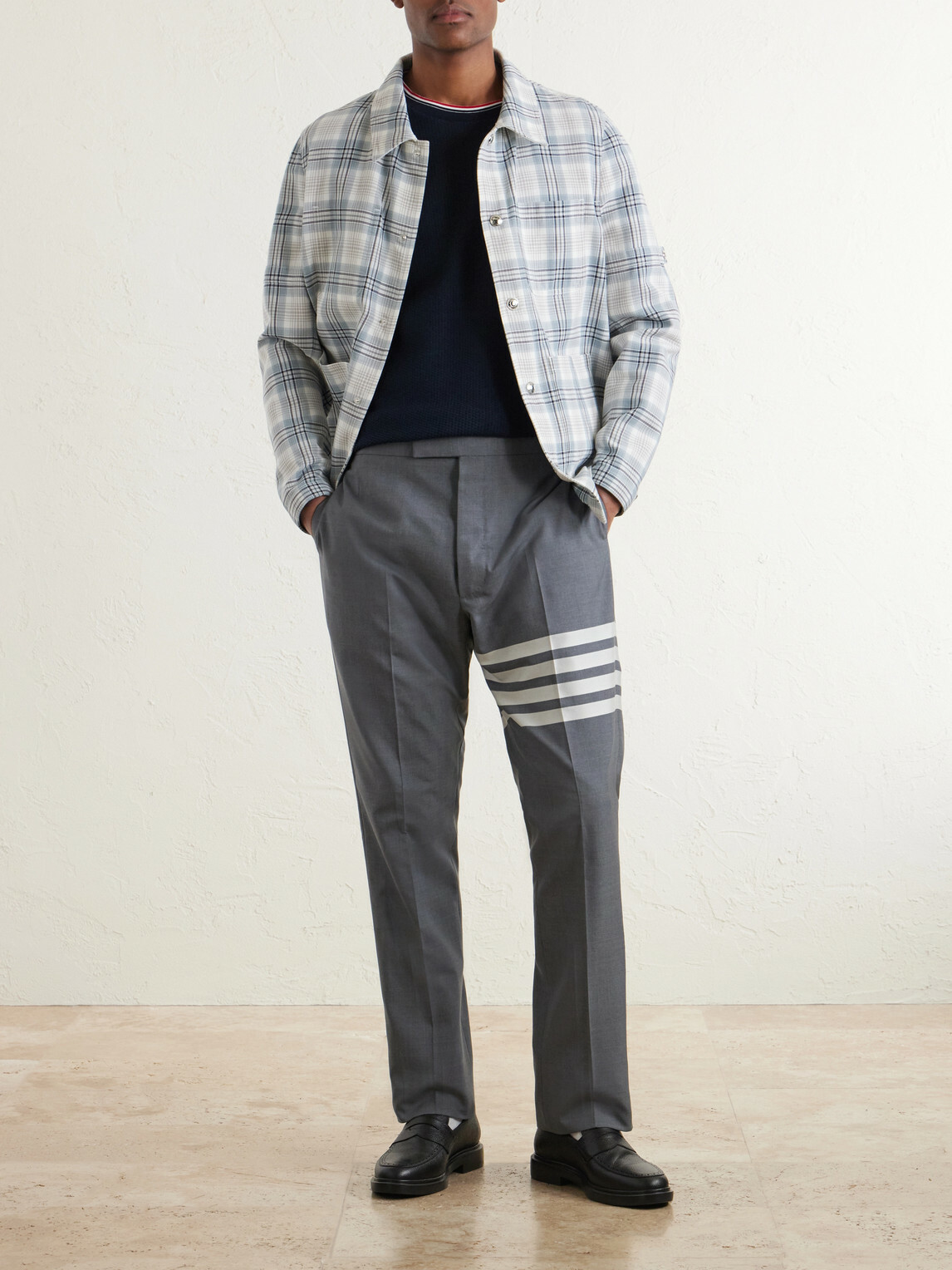 Thom Browne - Pointelle-Knit Cotton and Linen-Blend T-Shirt - Blue