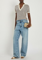 Bernadette Ophelia Striped Fine-knit Polo top Beige