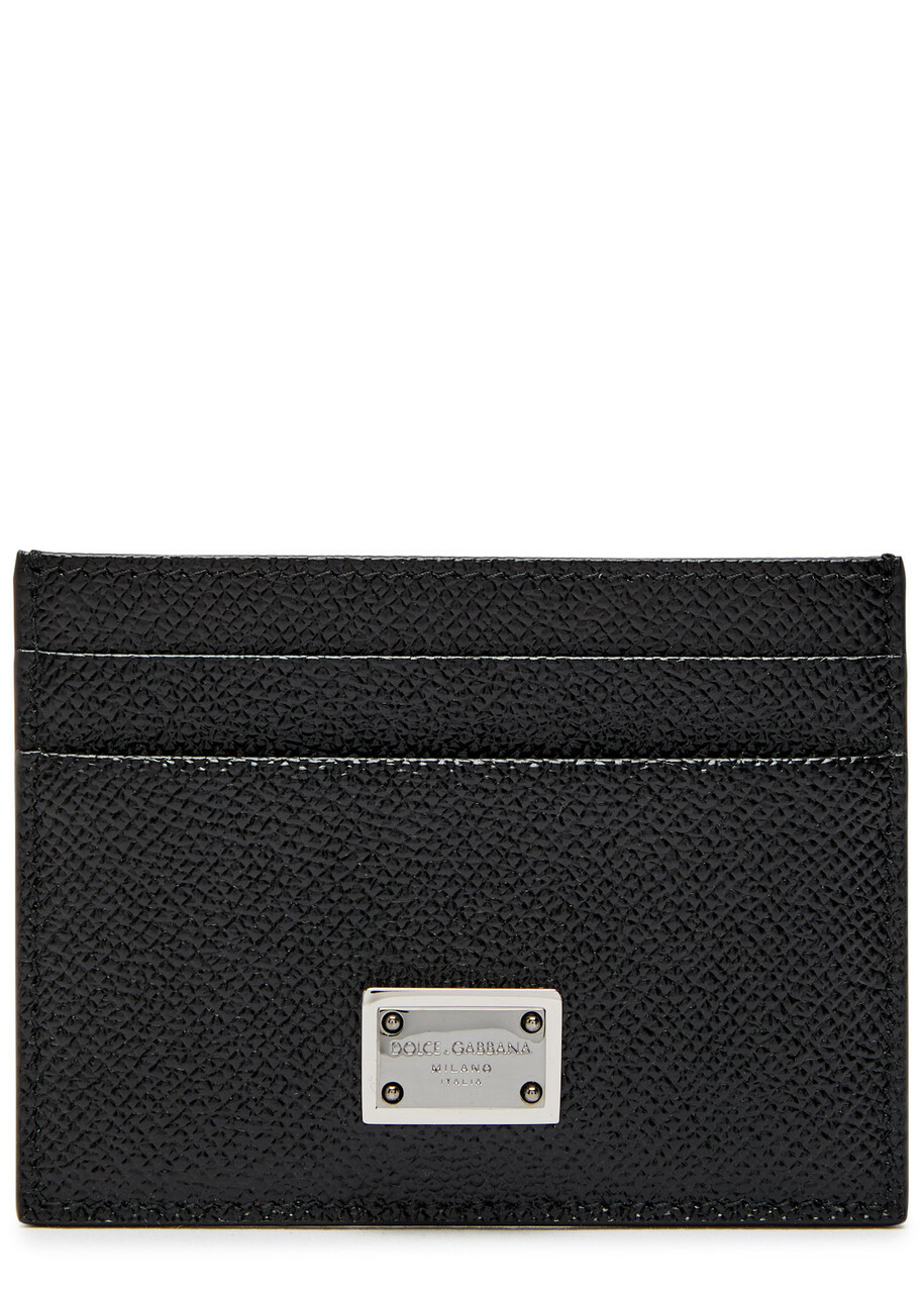 Dolce & Gabbana Logo Pebbled Leather Card Holder - Black - One Size