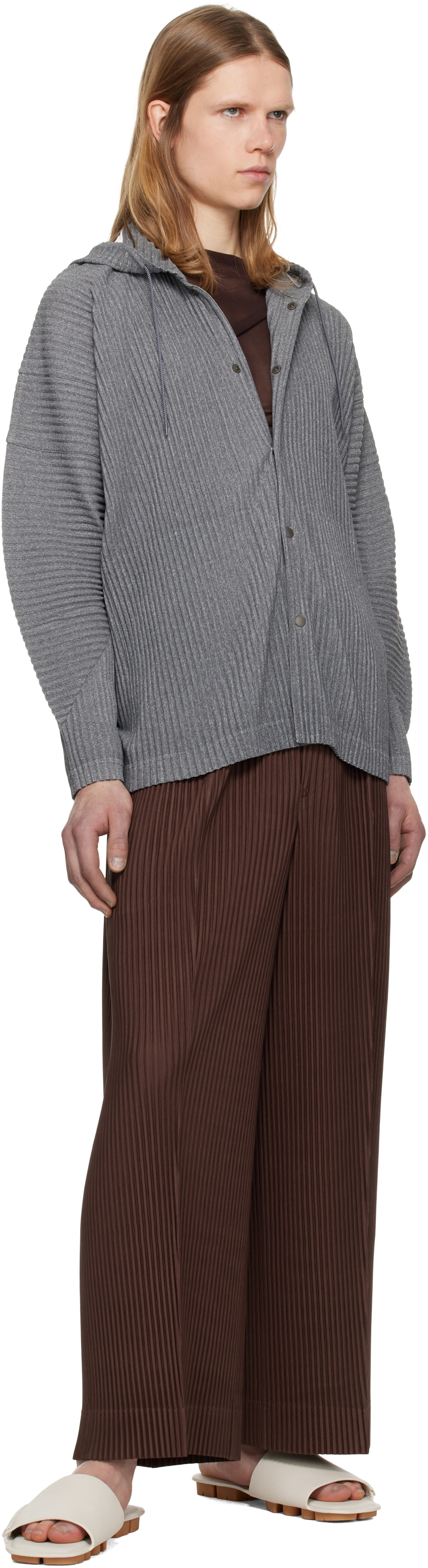 HOMME PLISSÉ ISSEY MIYAKE Gray Heather Pleats Hoodie