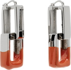 Heron Preston Silver & Orange Dip Dye Chain Earrings