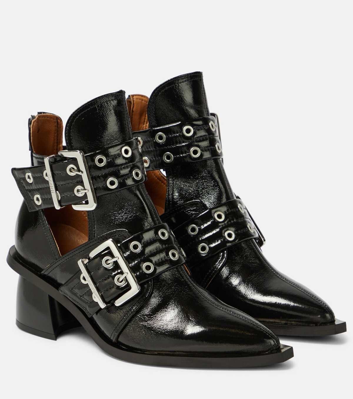 Ganni Cutout faux-leather ankle boots GANNI